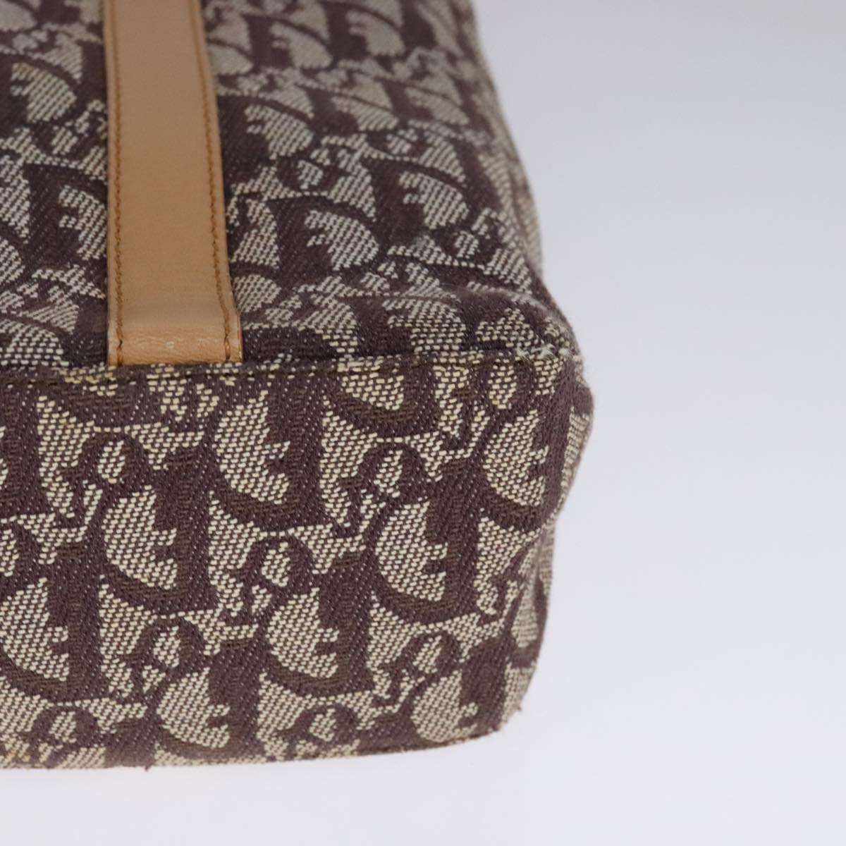 Christian Dior Trotter Canvas Hand Bag Brown Gold Auth bs21990