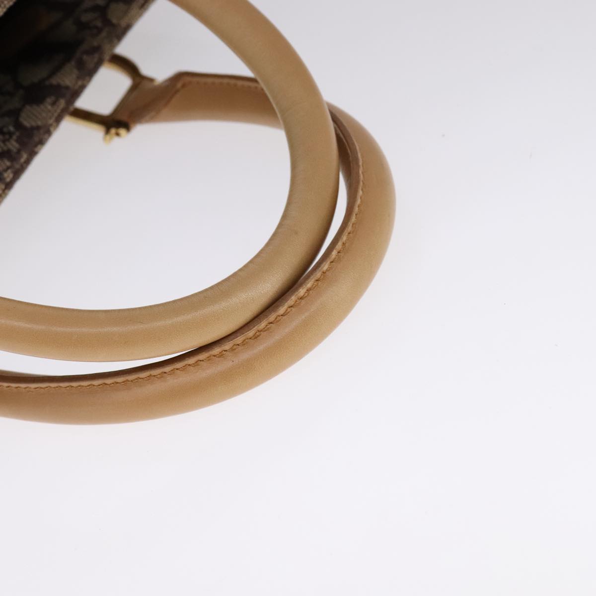 Christian Dior Trotter Canvas Hand Bag Brown Gold Auth bs21990