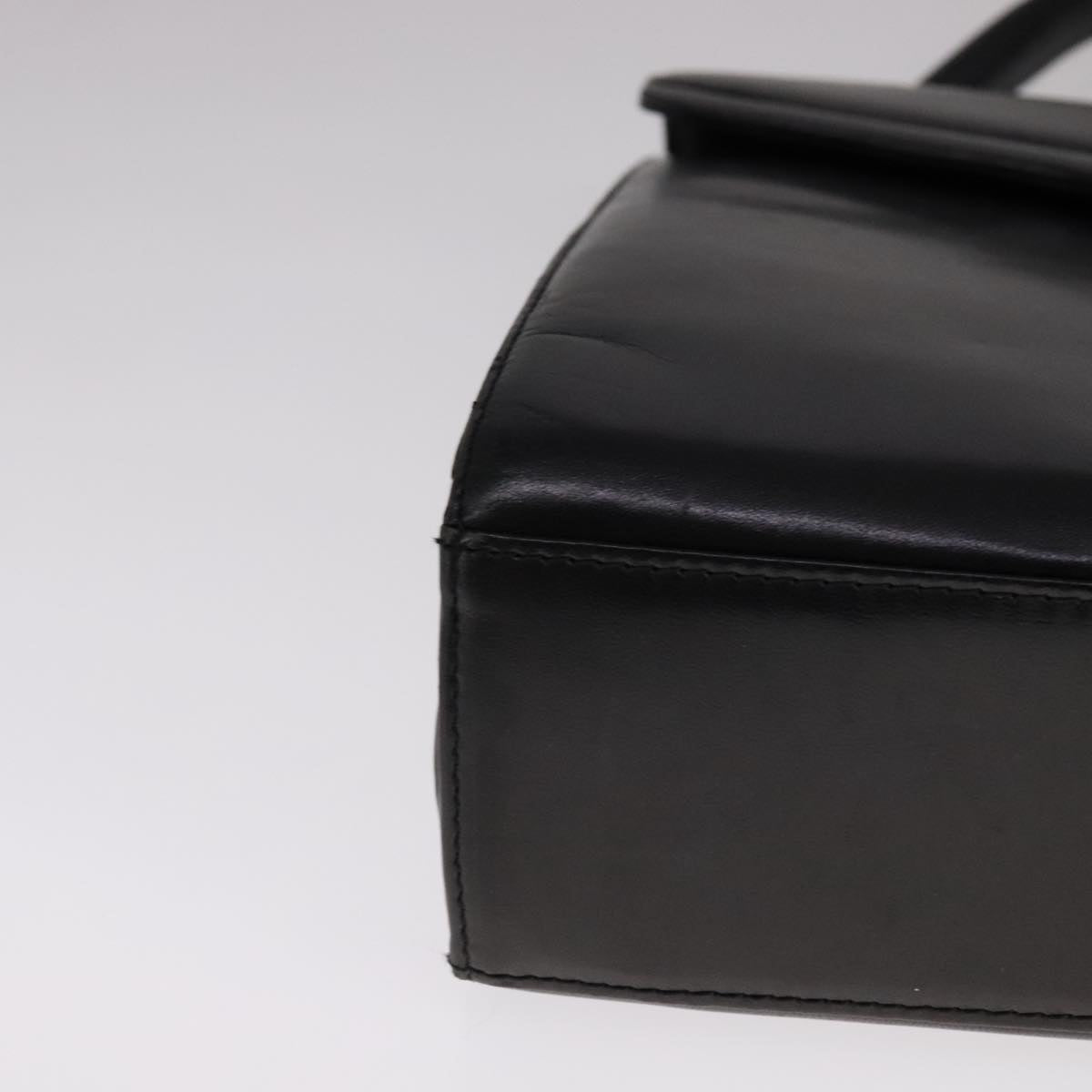 GIVENCHY Hand Bag Leather Black Gold Auth bs21995