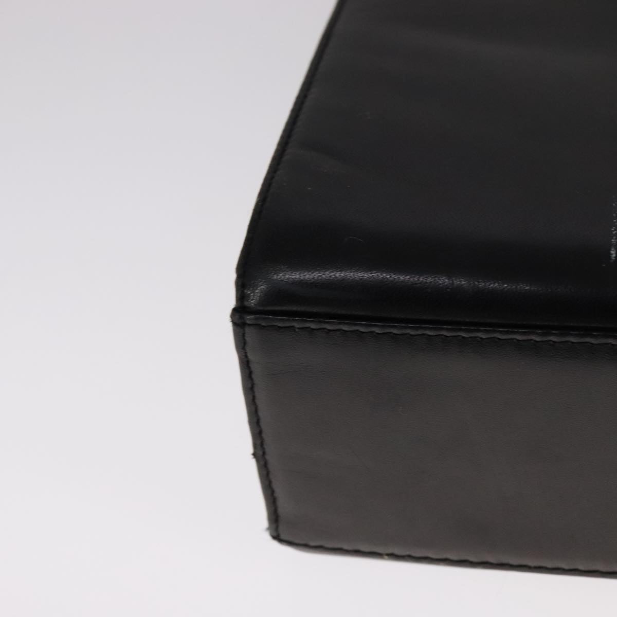 GIVENCHY Hand Bag Leather Black Gold Auth bs21995