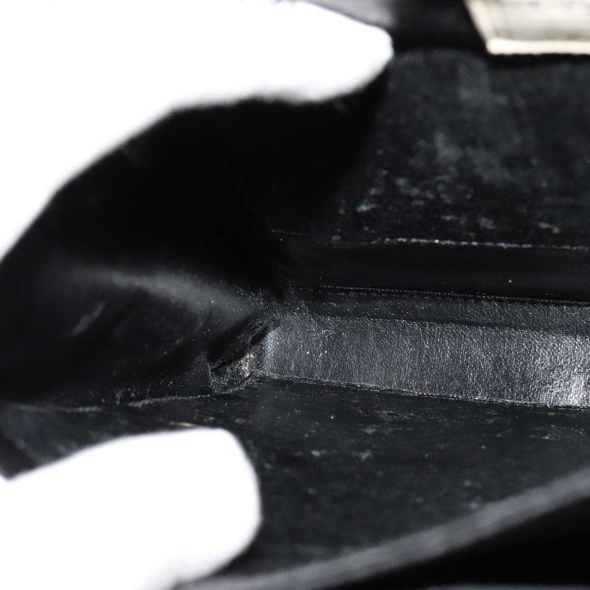 GIVENCHY Hand Bag Leather Black Gold Auth bs21995