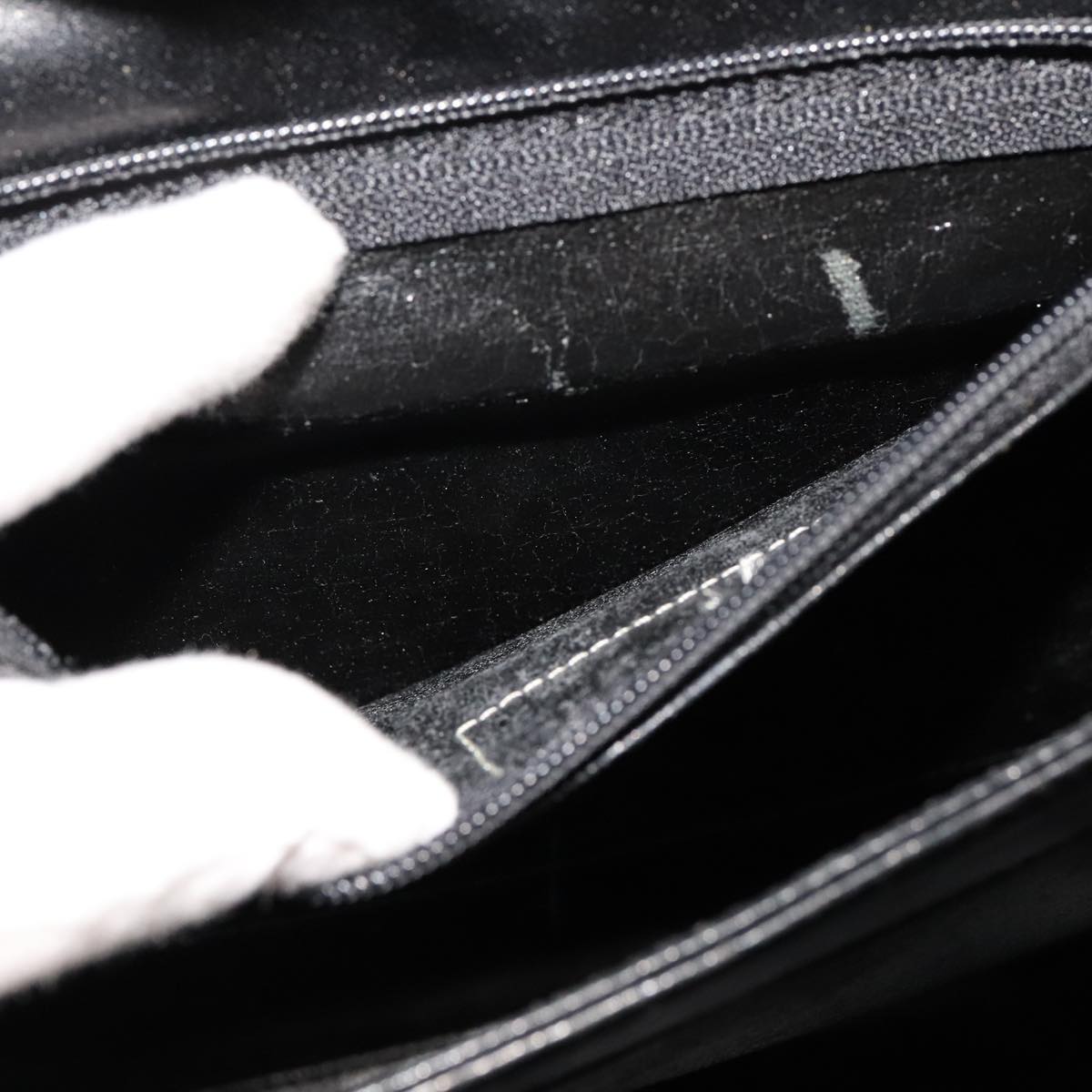 GIVENCHY Hand Bag Leather Black Gold Auth bs21995