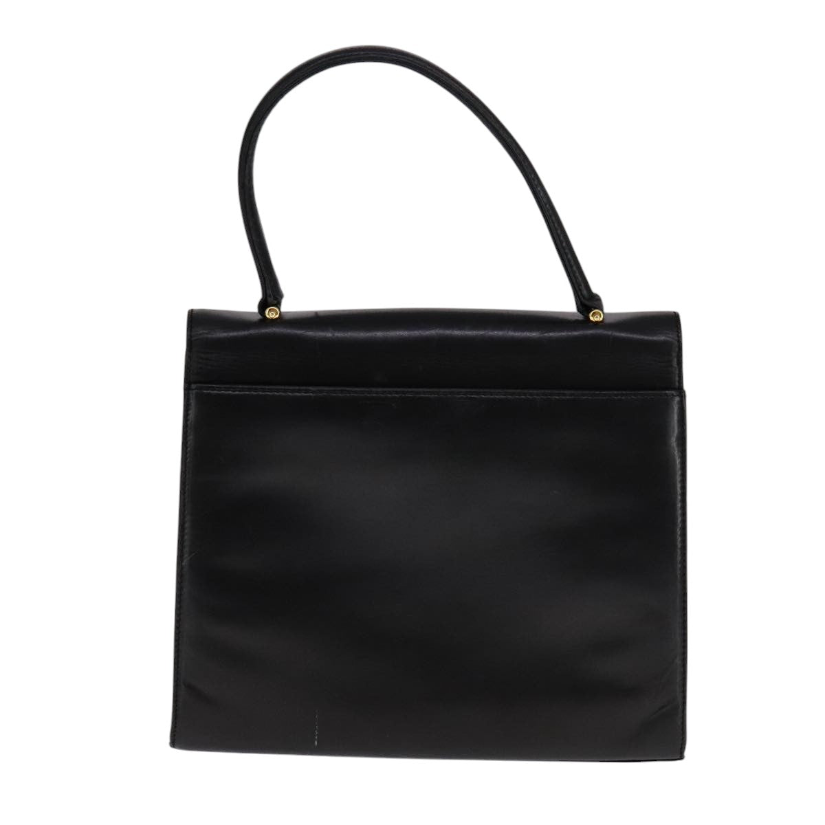 GIVENCHY Hand Bag Leather Black Gold Auth bs21995