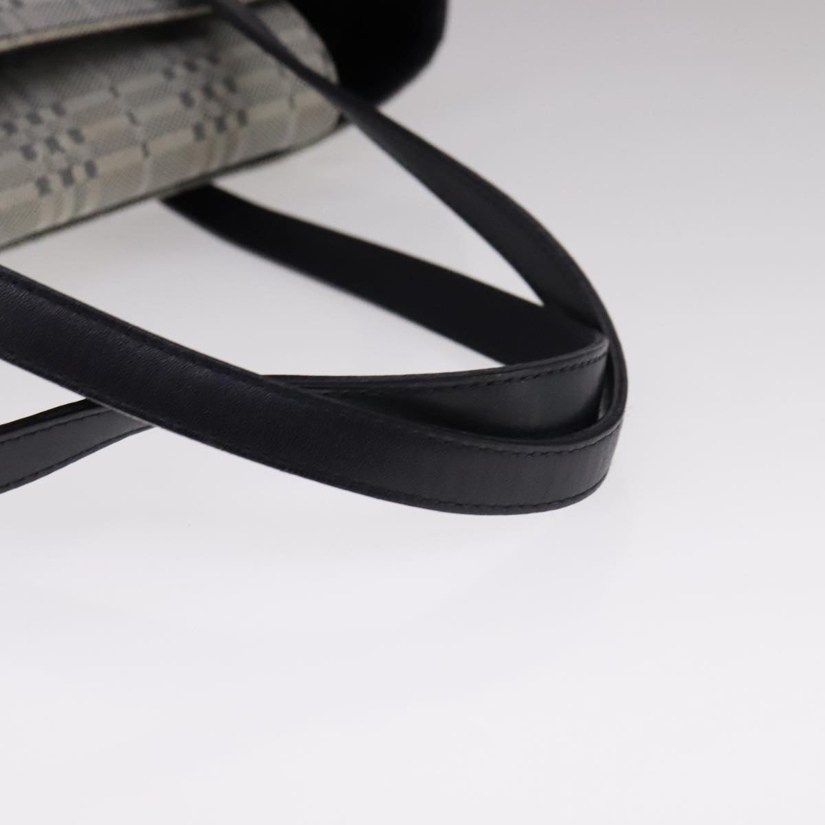 BURBERRY Nova Check Tote Bag Canvas Leather Gray Silver Auth bs21996