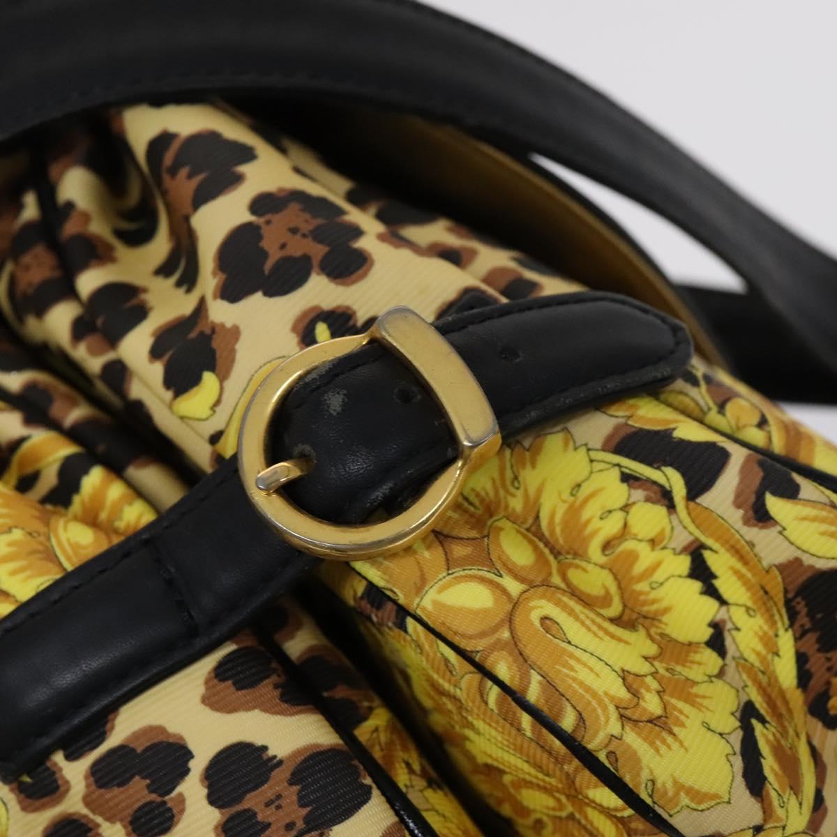 Gianni Versace Shoulder Bag PVC Leather Yellow Black gold Auth bs21999