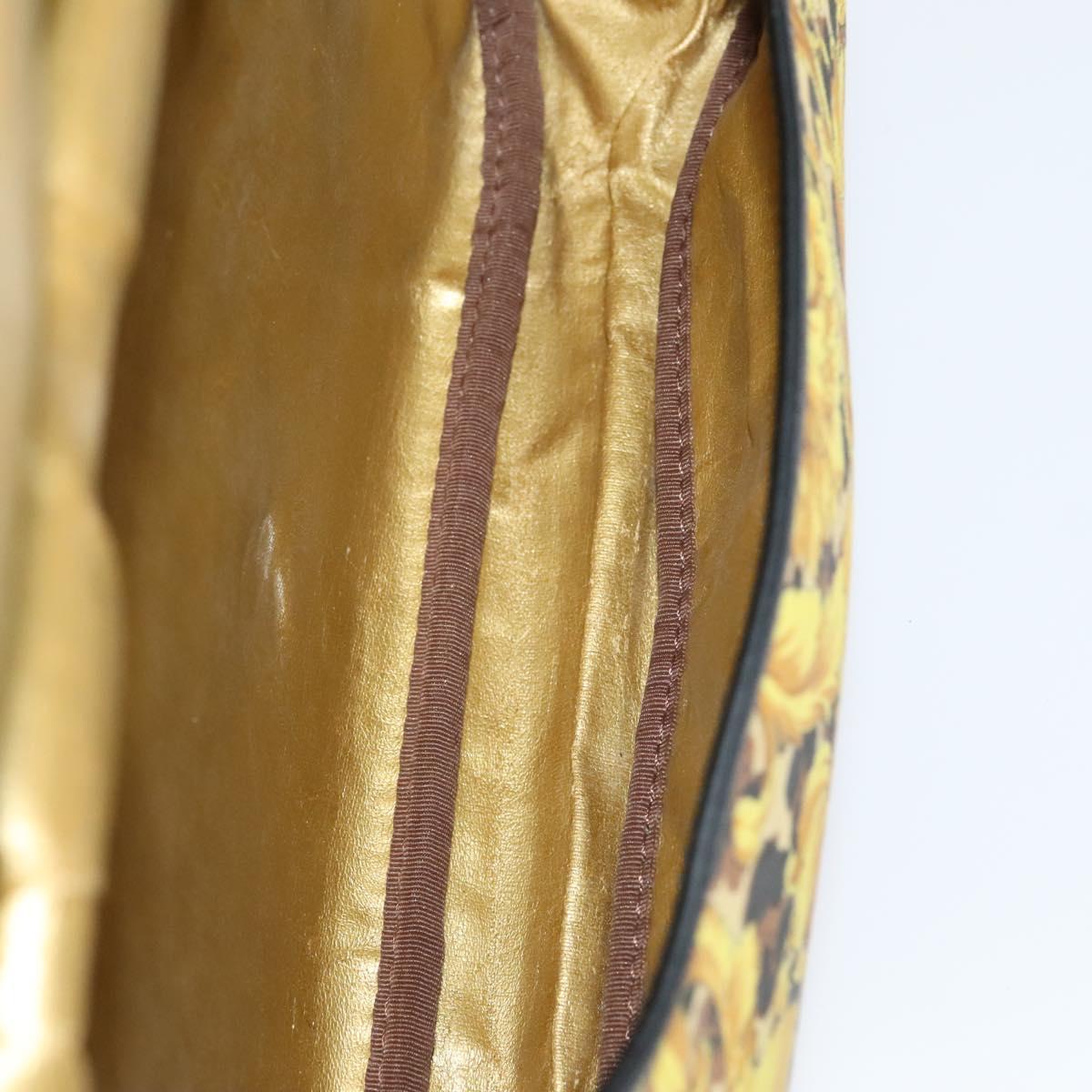 Gianni Versace Shoulder Bag PVC Leather Yellow Black gold Auth bs21999