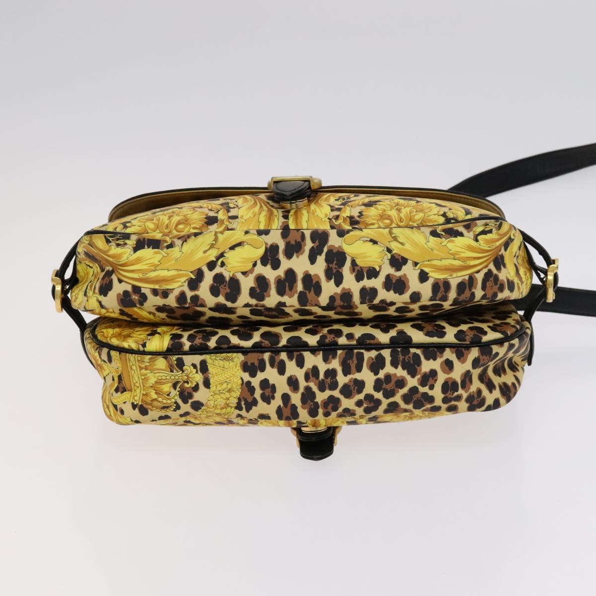 Gianni Versace Shoulder Bag PVC Leather Yellow Black gold Auth bs21999