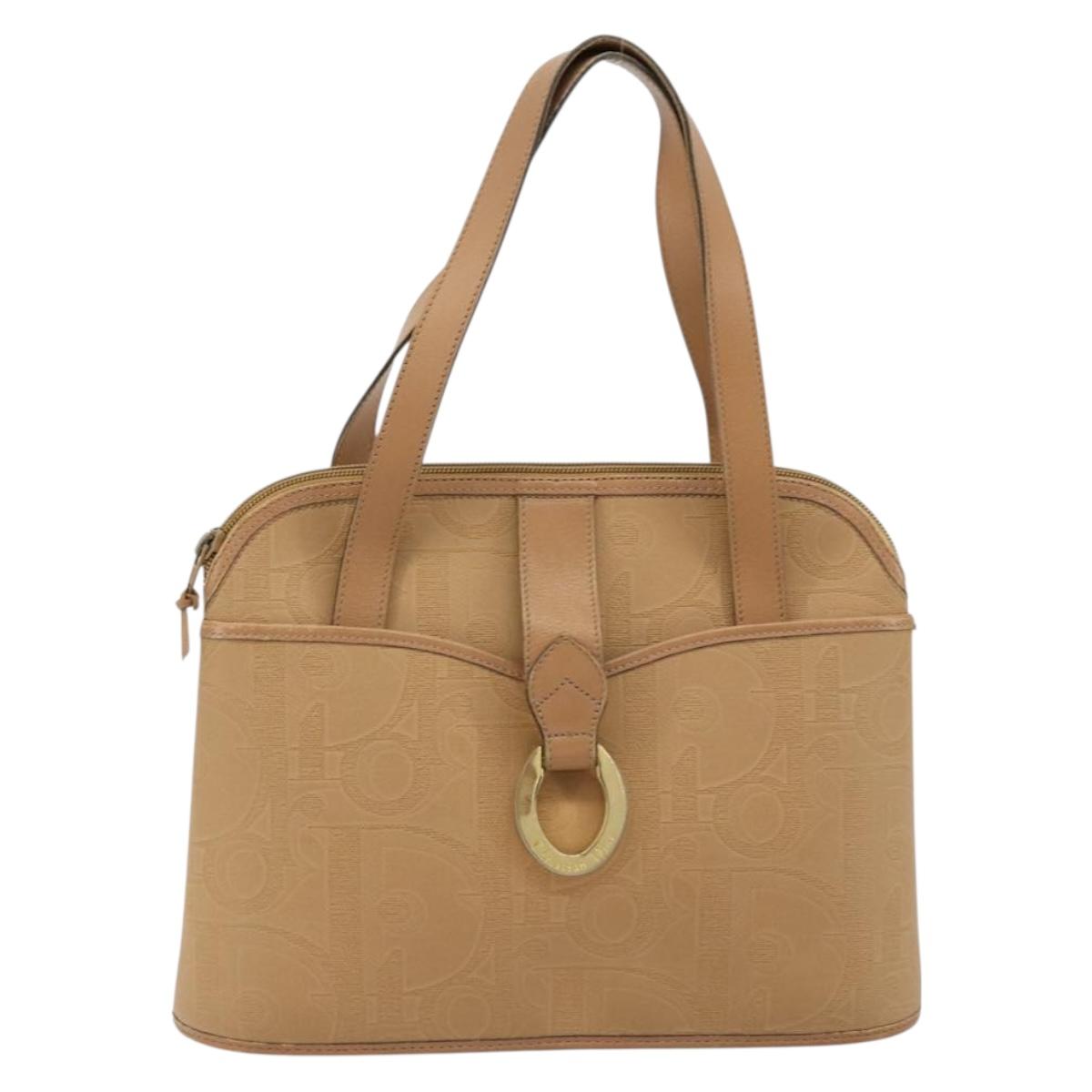 Christian Dior Trotter Canvas Hand Bag PVC Beige Auth bs22001