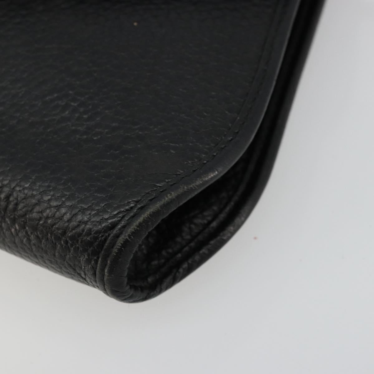 Christian Dior Shoulder Bag Leather Black Brown gold Auth bs22002