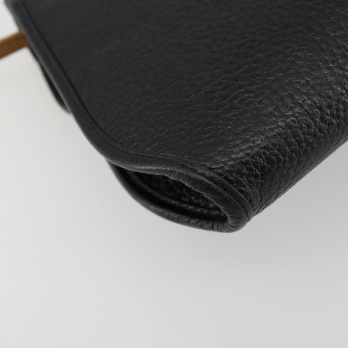 Christian Dior Shoulder Bag Leather Black Brown gold Auth bs22002