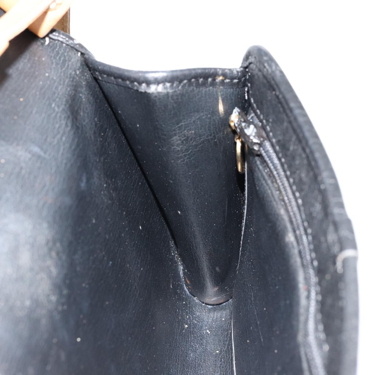 Christian Dior Shoulder Bag Leather Black Brown gold Auth bs22002