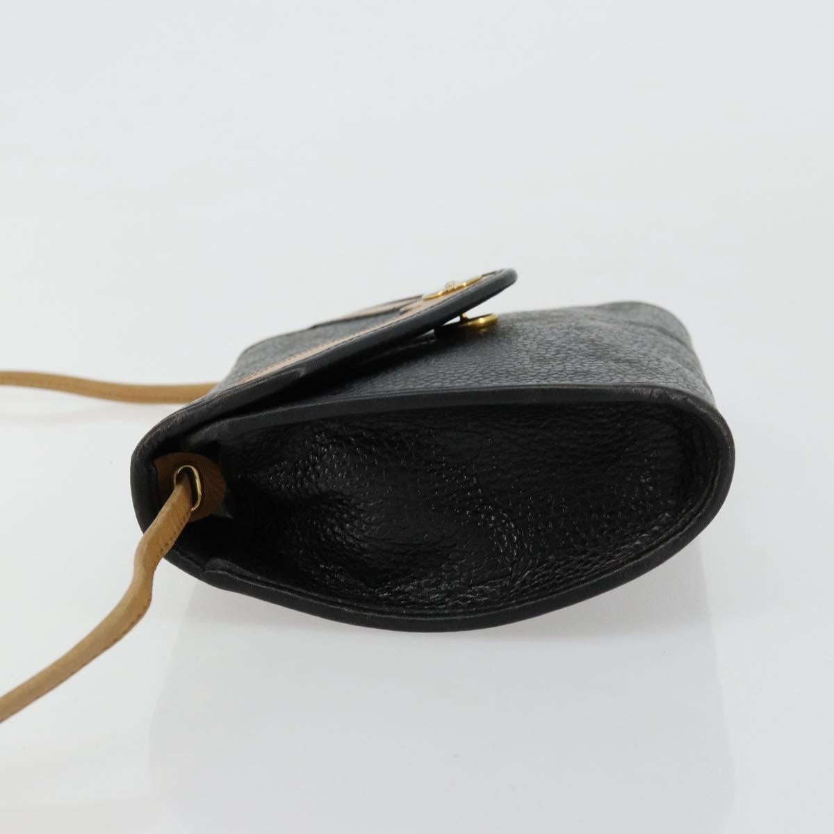 Christian Dior Shoulder Bag Leather Black Brown gold Auth bs22002