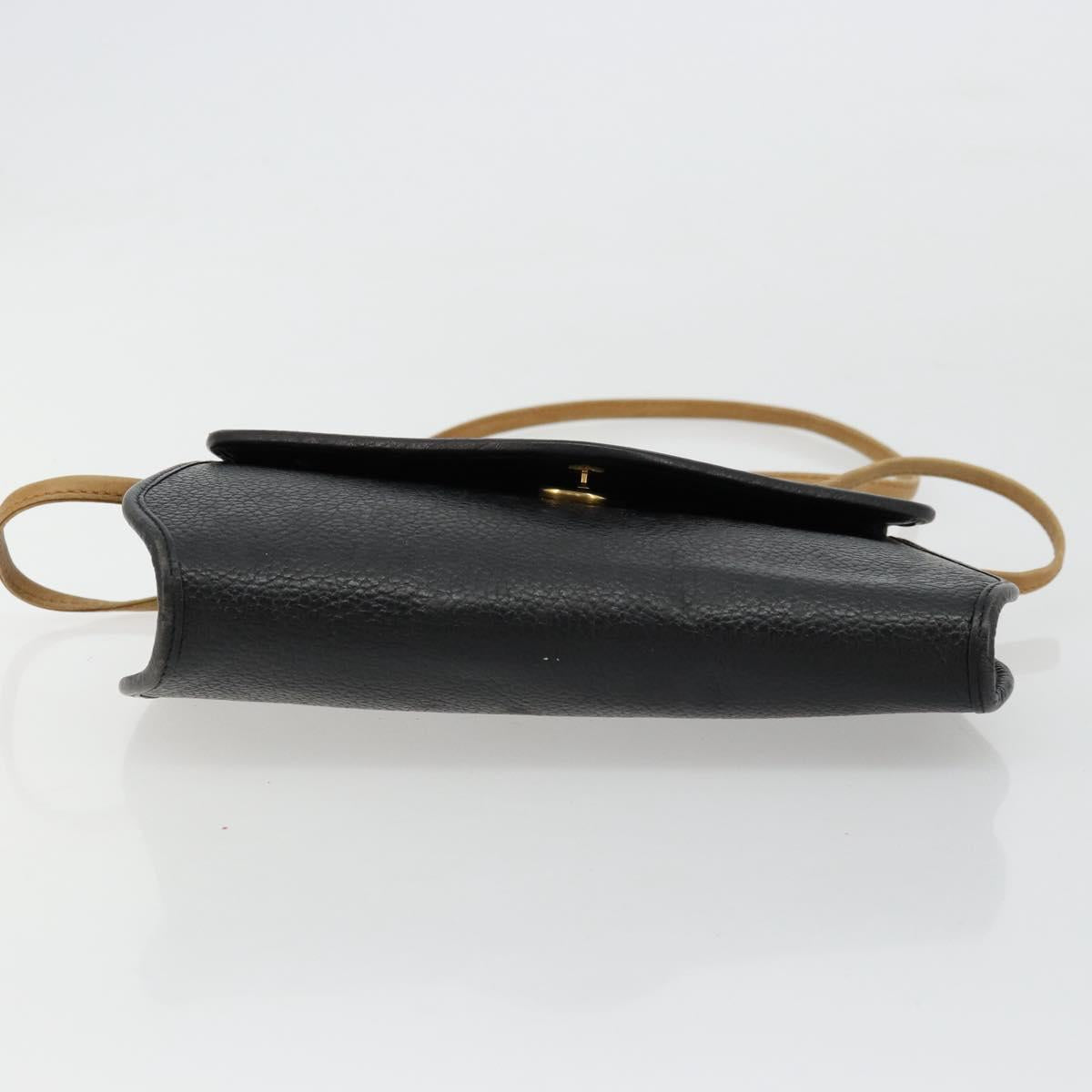 Christian Dior Shoulder Bag Leather Black Brown gold Auth bs22002