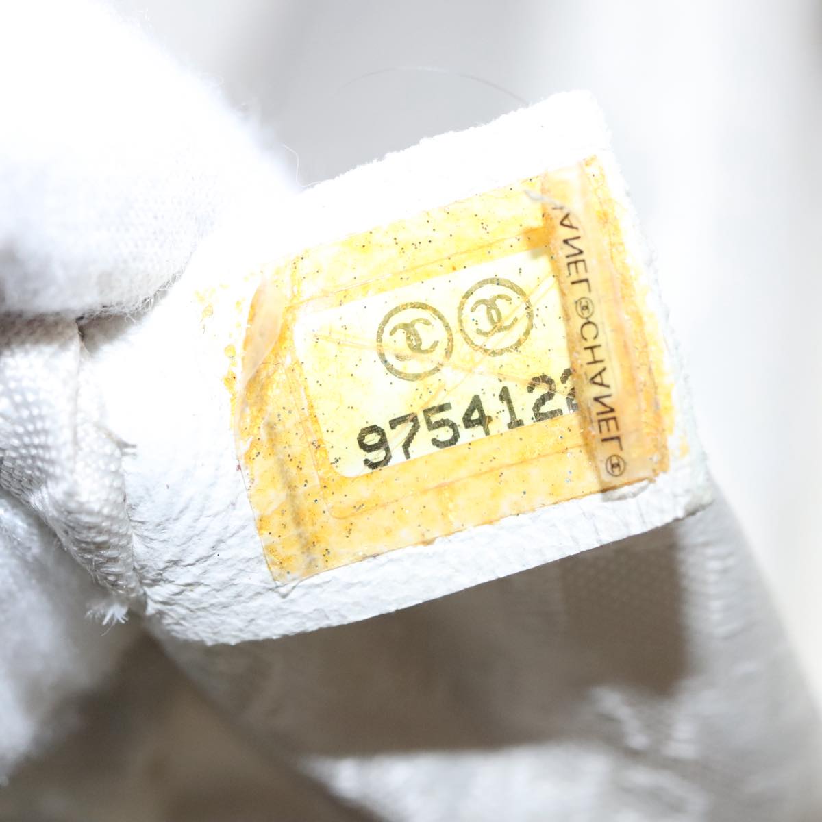 CHANEL Tote Bag Canvas White Black Silver CC Auth bs22011