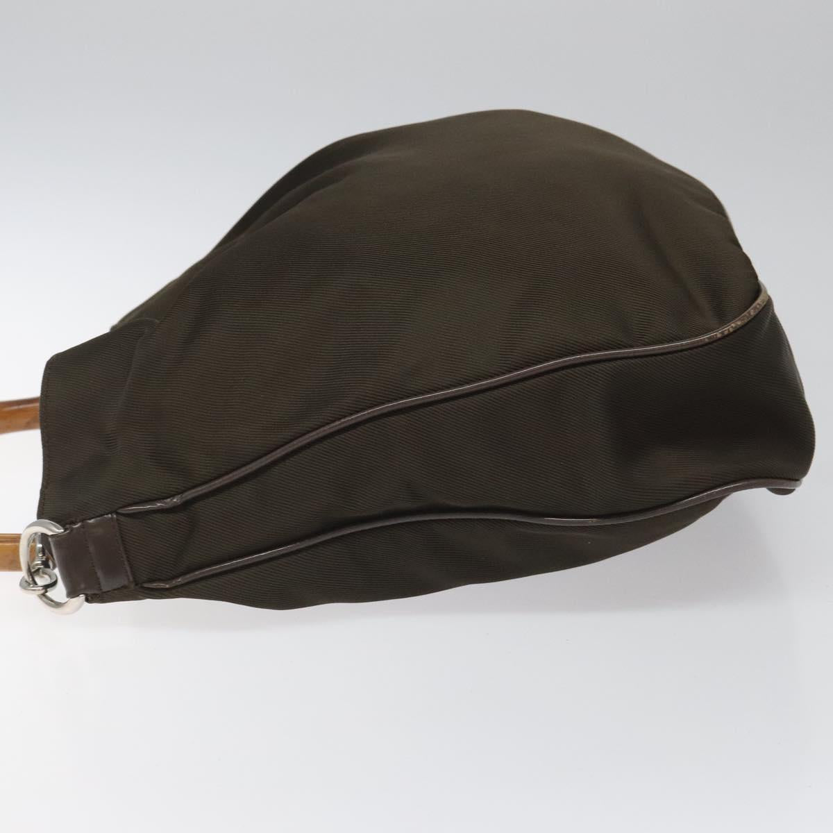 GUCCI Bamboo Hand Bag Nylon 2way Brown Silver 001 3754 15777 Auth bs22023