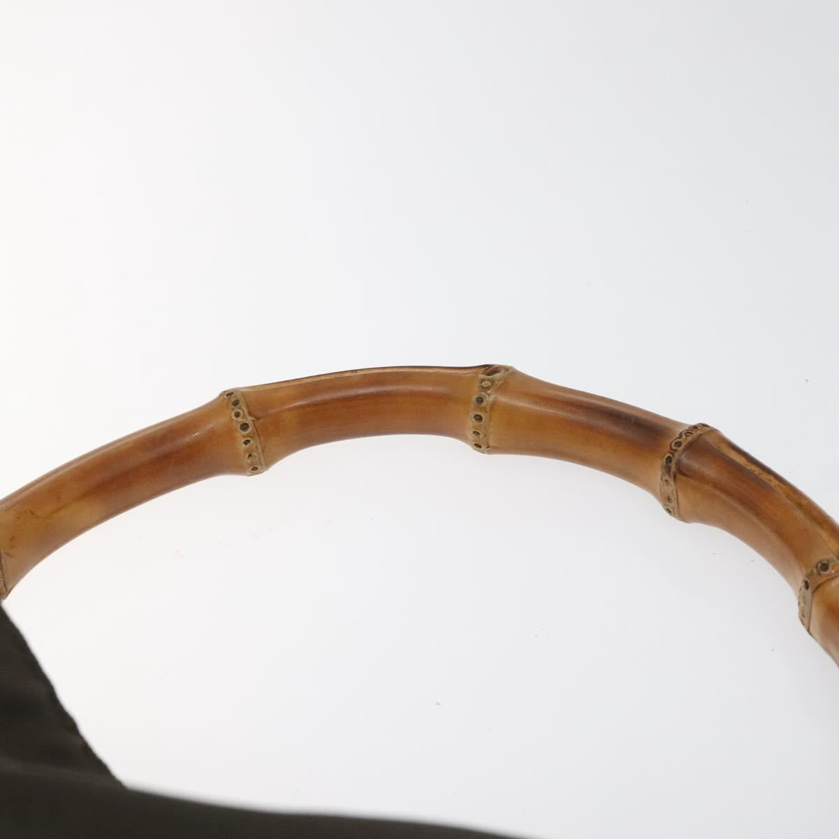 GUCCI Bamboo Hand Bag Nylon 2way Brown Silver 001 3754 15777 Auth bs22023