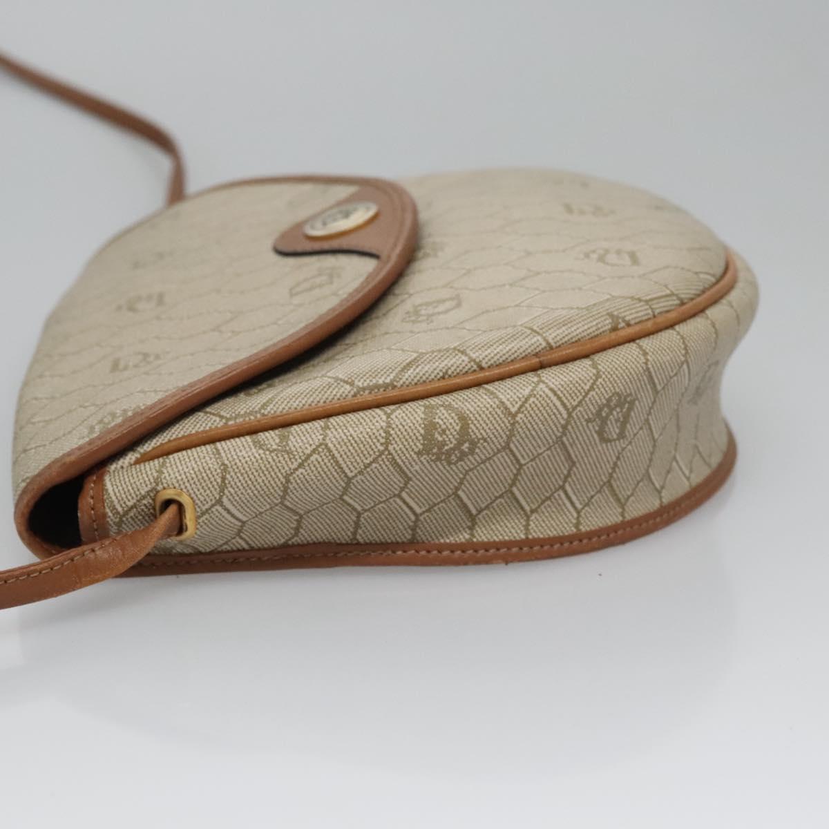 Christian Dior Honeycomb Canvas Shoulder Bag PVC Beige Gold Auth bs22027