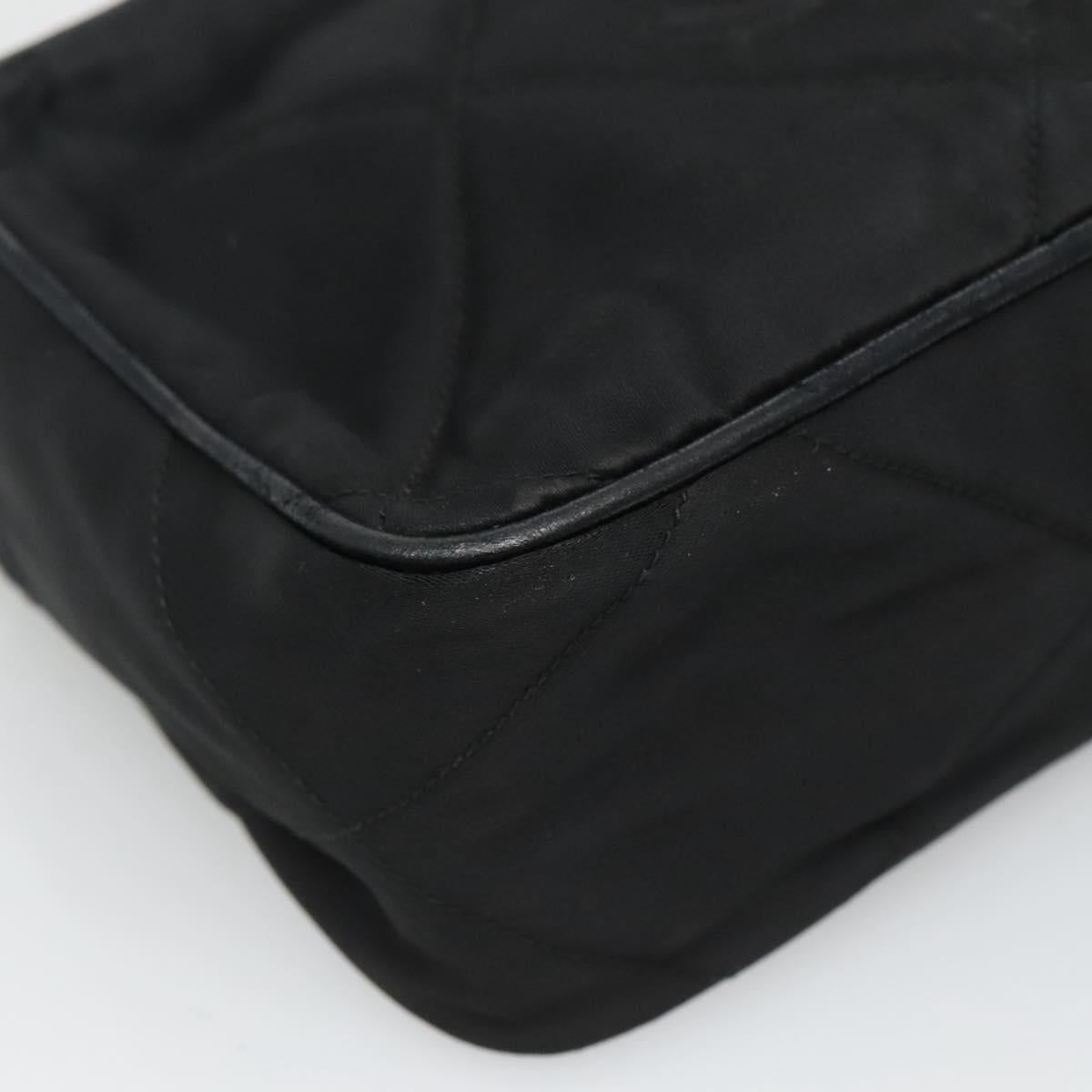 CHANEL Matelasse Chain Shoulder Bag Satin Black Gold CC Auth bs22051