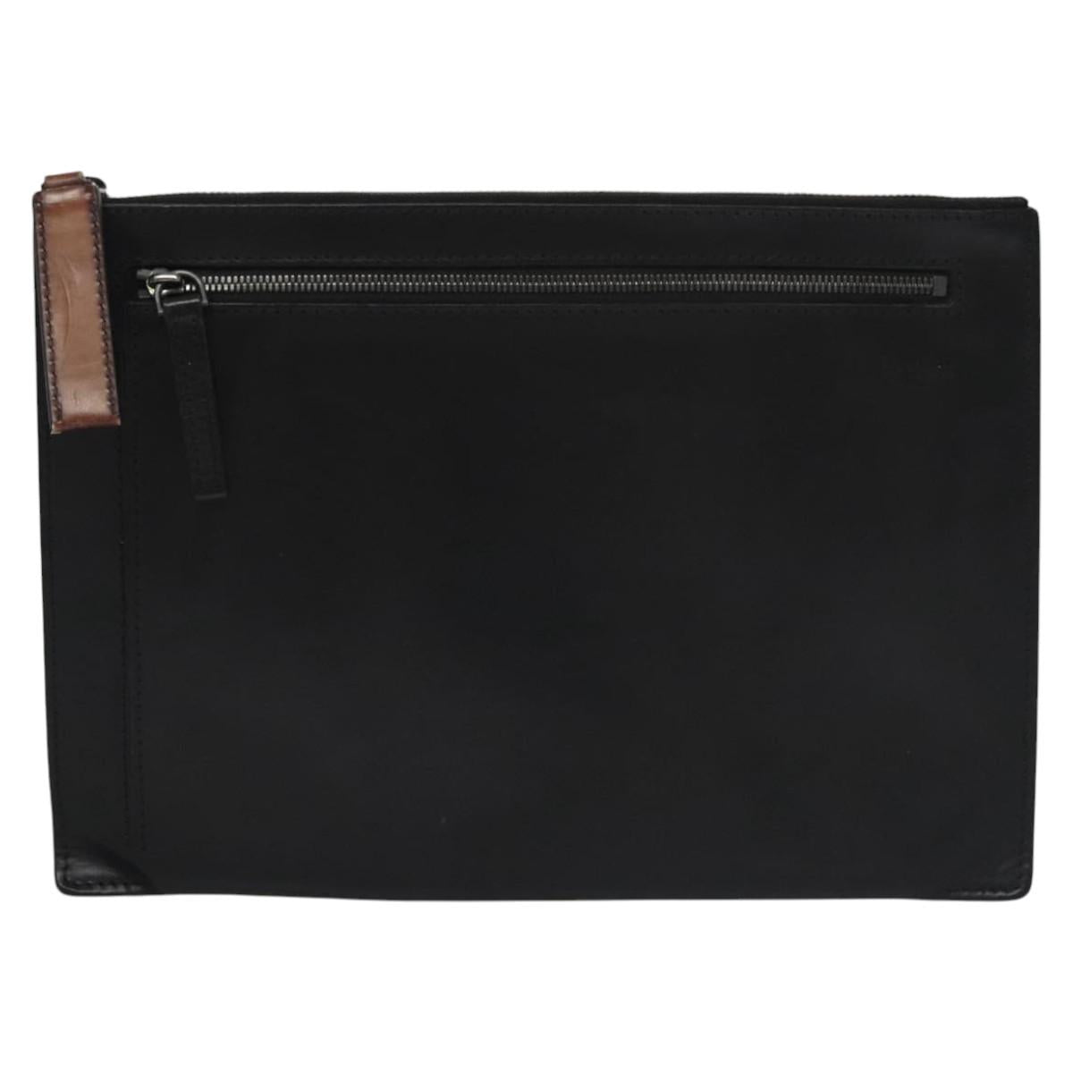 Berluti Clutch Bag Leather Black Auth bs22062
