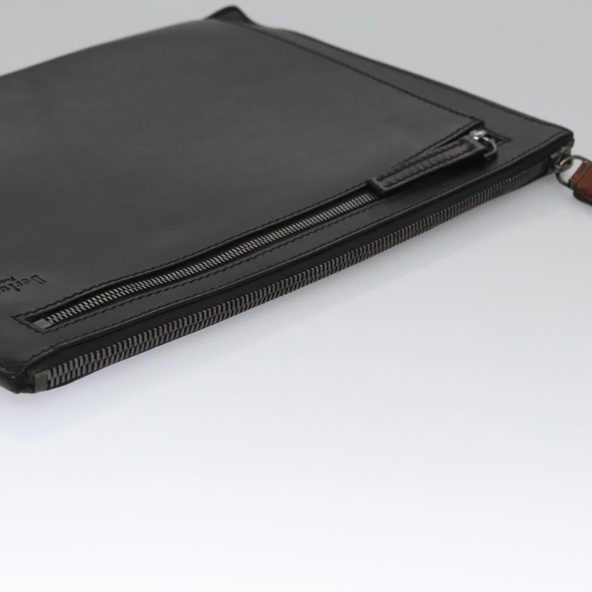 Berluti Clutch Bag Leather Black Auth bs22062
