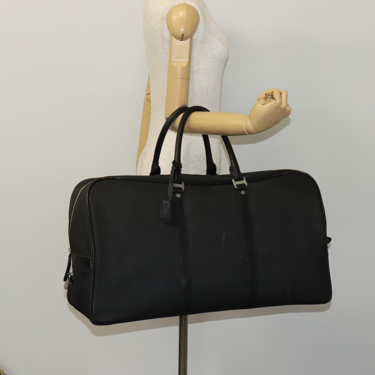 BVLGARI Boston Bag PVC Black Silver Auth bs22064