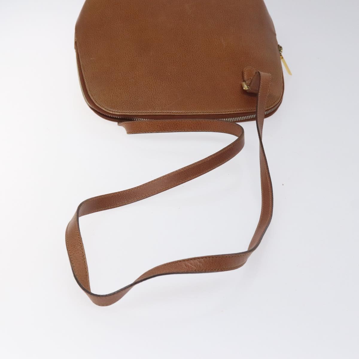 Salvatore Ferragamo Shoulder Bag Leather Brown Gold Auth bs22078