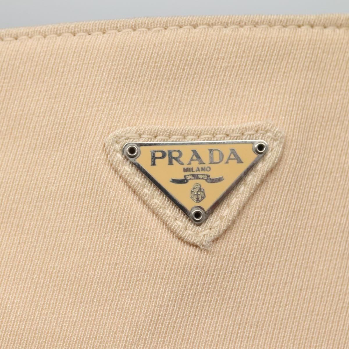 PRADA Shoulder Bag Canvas Beige Auth bs22080