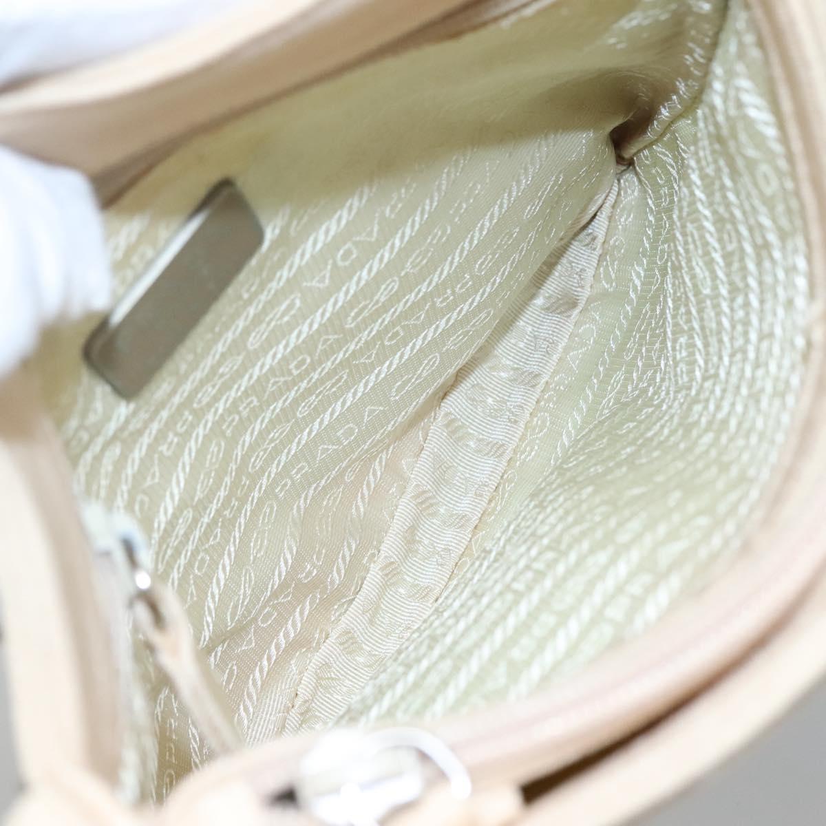 PRADA Shoulder Bag Canvas Beige Auth bs22080