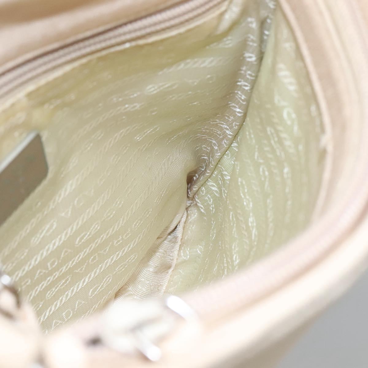 PRADA Shoulder Bag Canvas Beige Auth bs22080