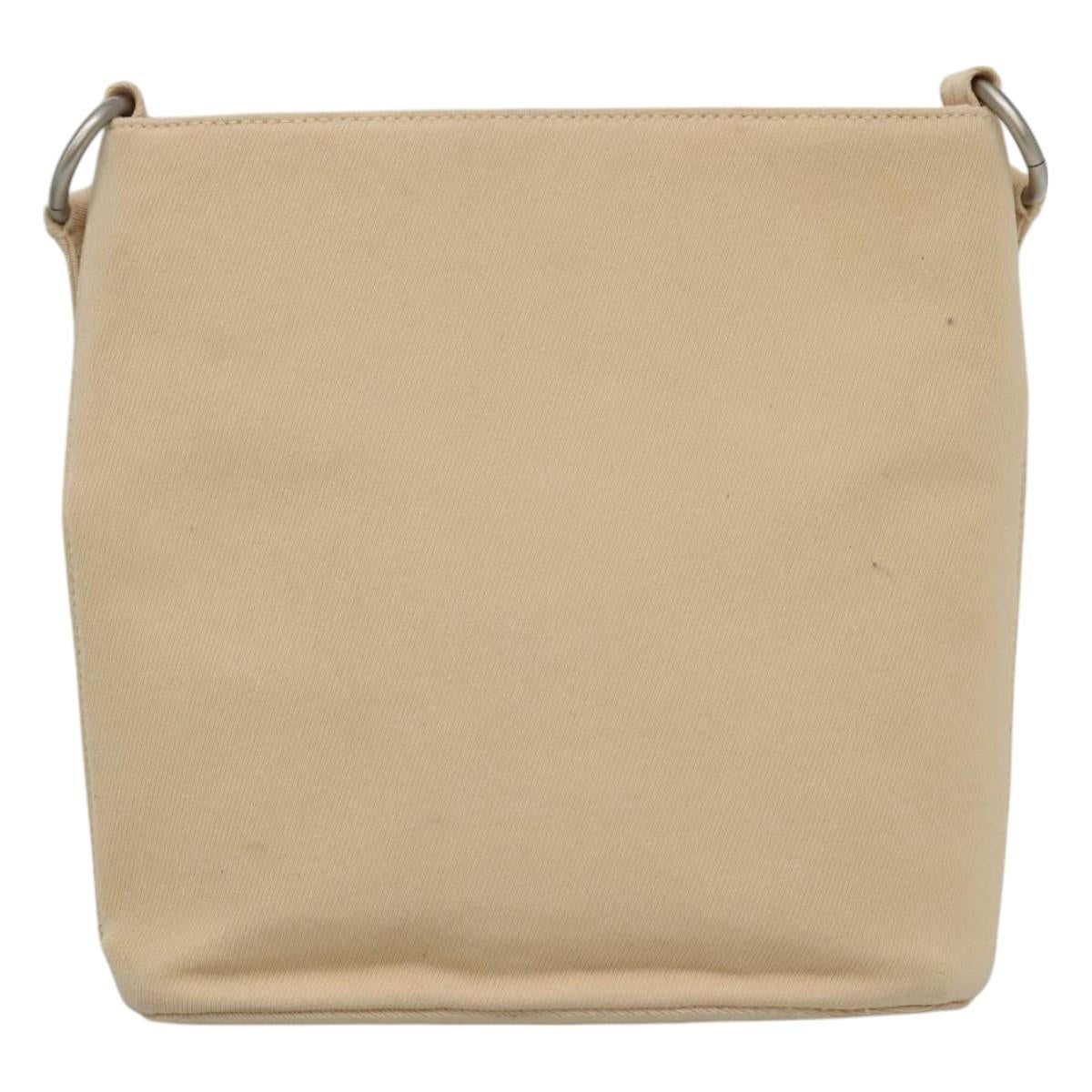 PRADA Shoulder Bag Canvas Beige Auth bs22080