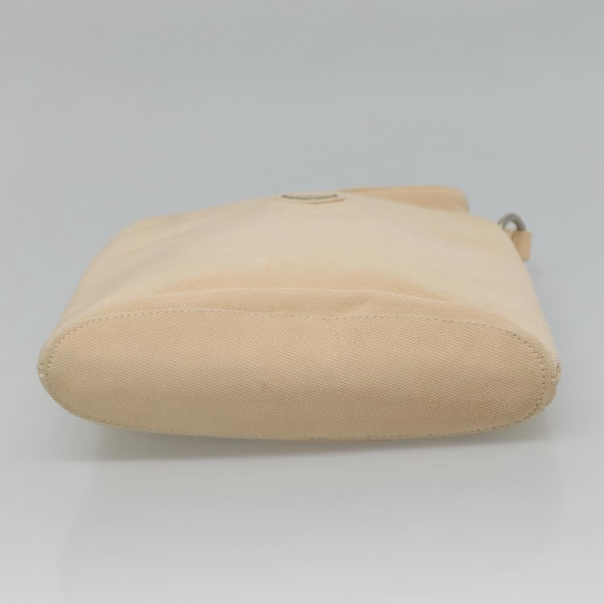 PRADA Shoulder Bag Canvas Beige Auth bs22080