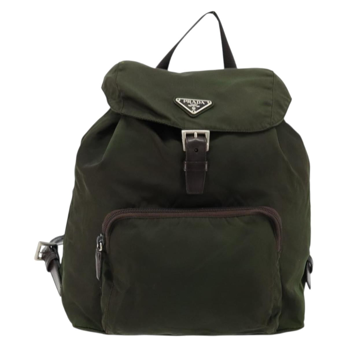 PRADA Backpack Nylon Khaki Auth bs22082