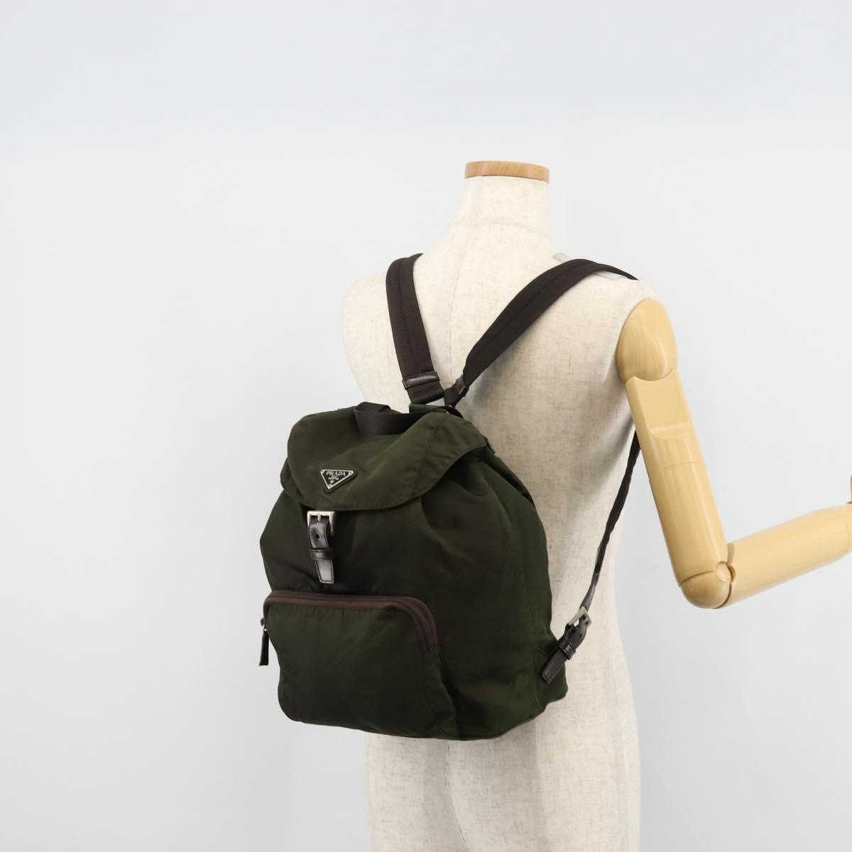 PRADA Backpack Nylon Khaki Auth bs22082
