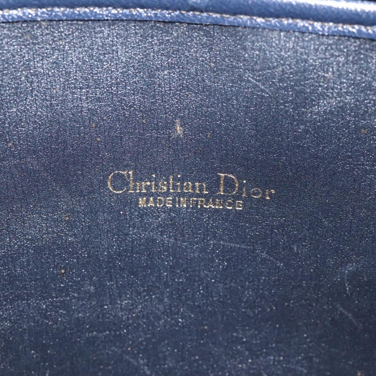 Christian Dior Trotter Canvas Clutch Bag Navy Gold Auth bs22117