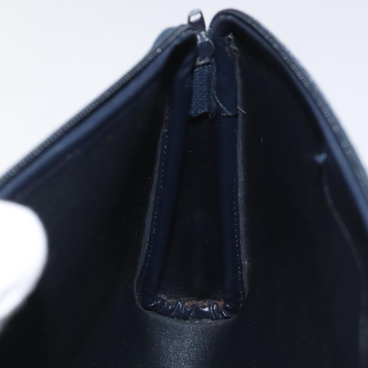 Christian Dior Trotter Canvas Clutch Bag Navy Gold Auth bs22117