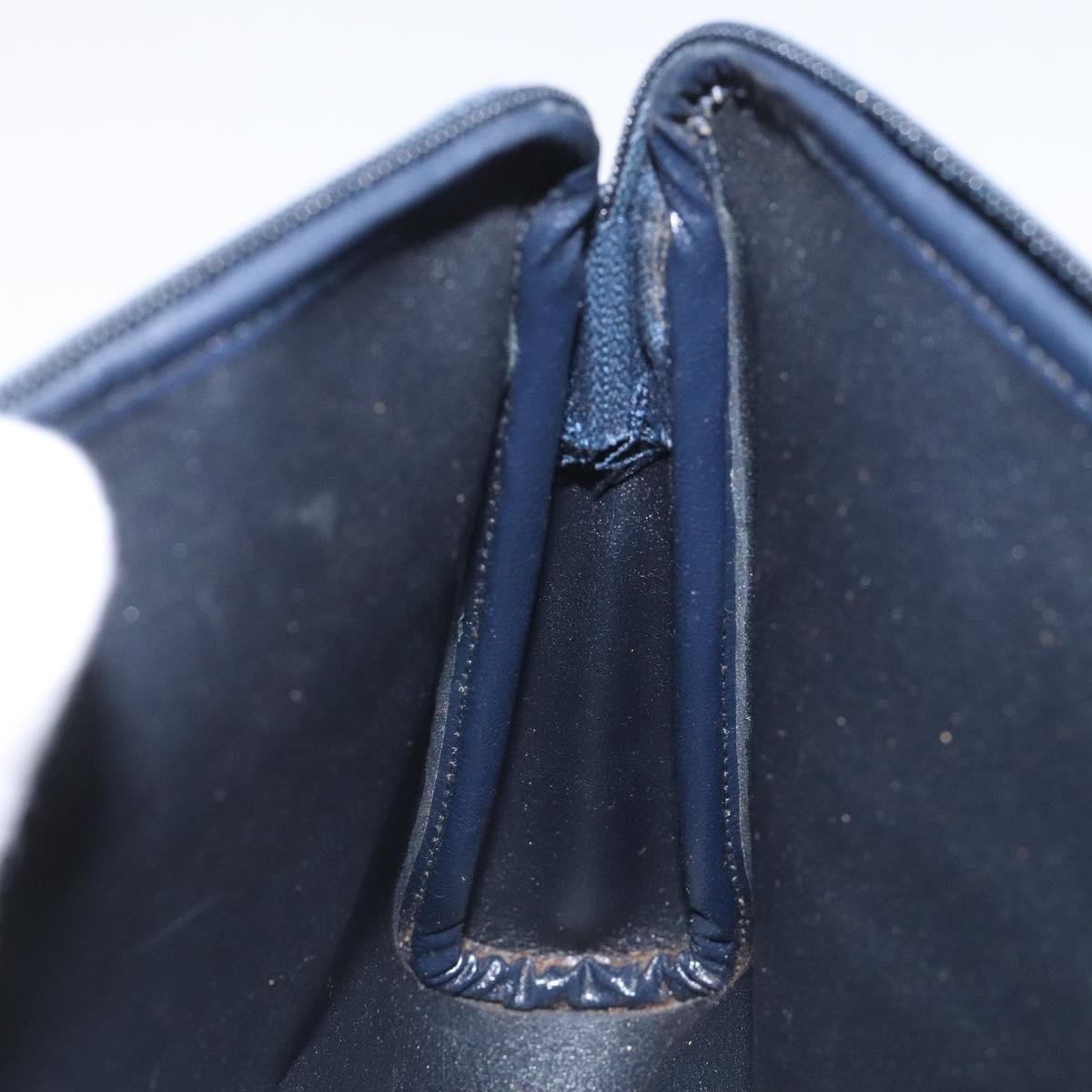 Christian Dior Trotter Canvas Clutch Bag Navy Gold Auth bs22117