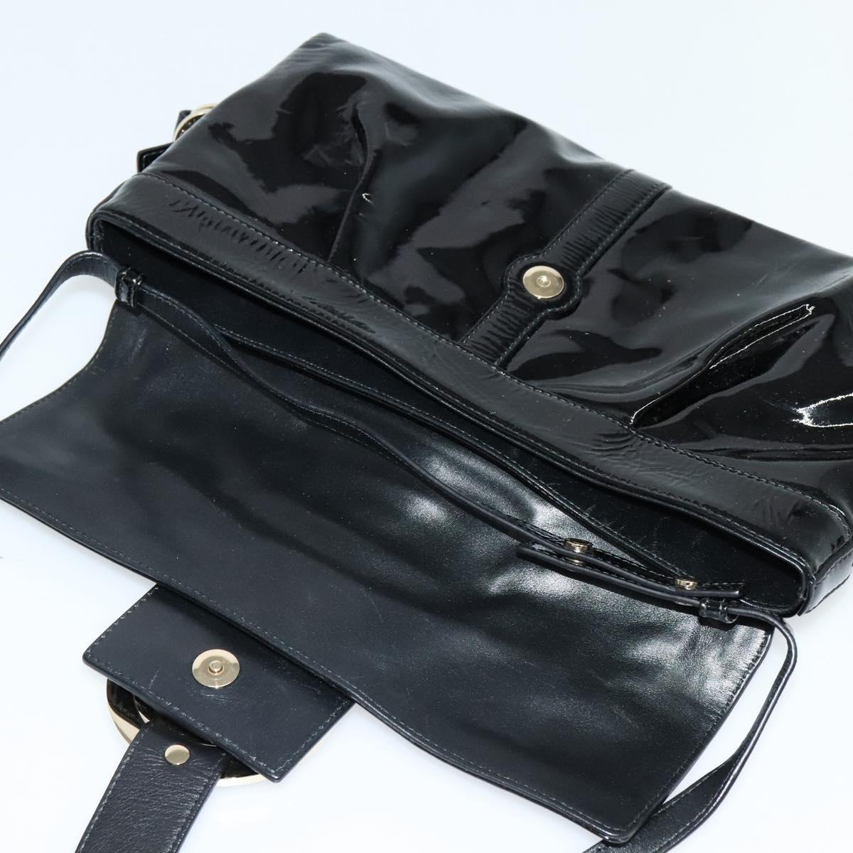 BVLGARI Chandra Shoulder Bag Enamel Black Auth bs22120