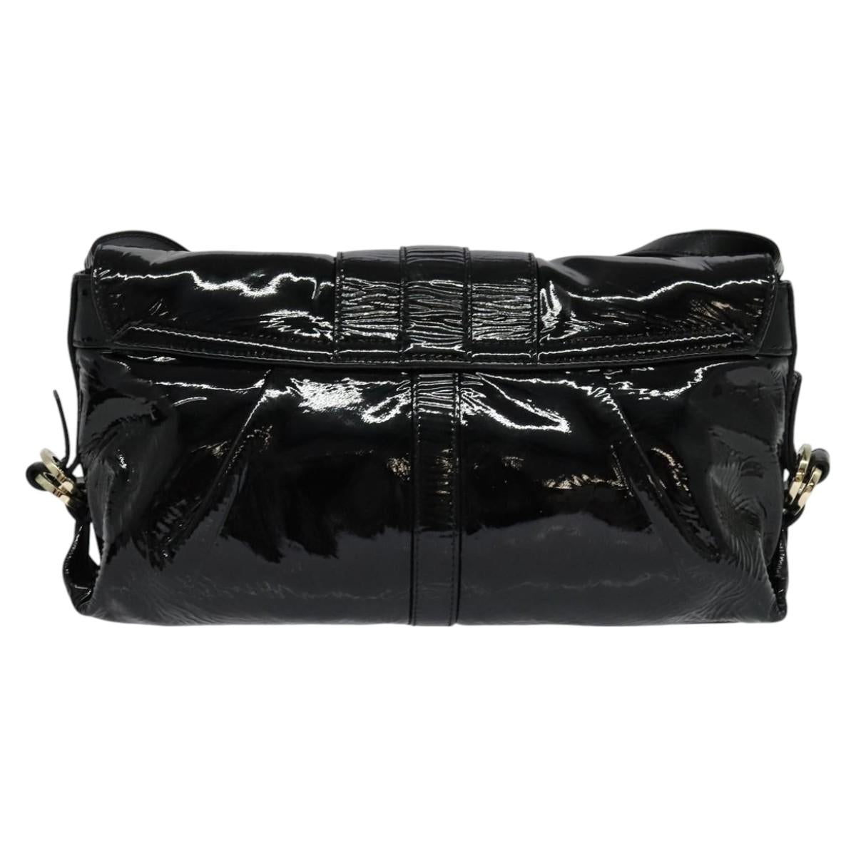 BVLGARI Chandra Shoulder Bag Enamel Black Auth bs22120