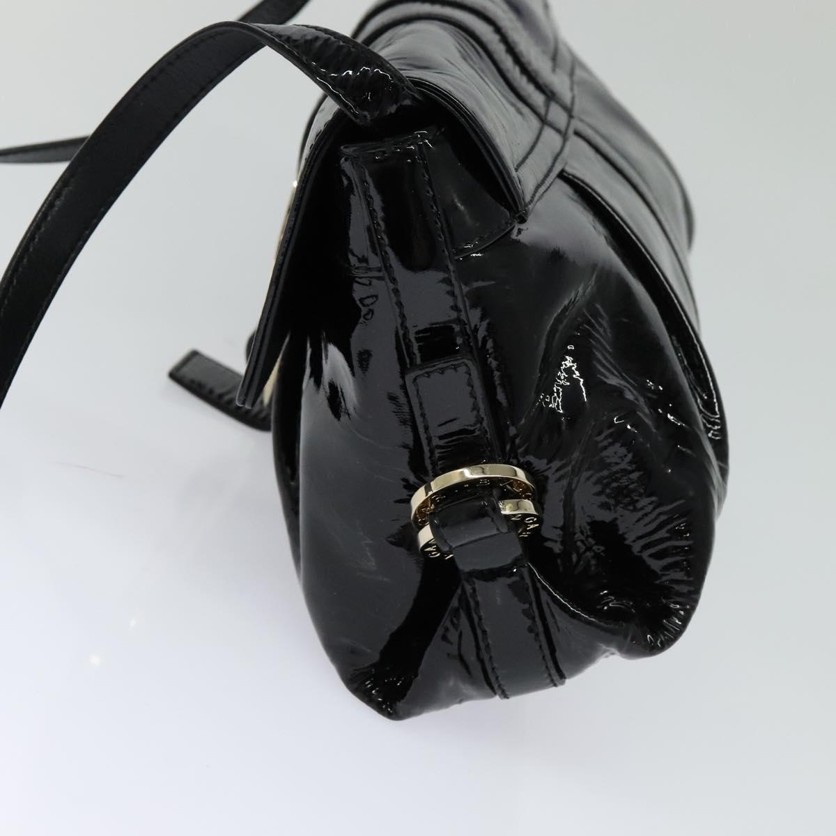 BVLGARI Chandra Shoulder Bag Enamel Black Auth bs22120