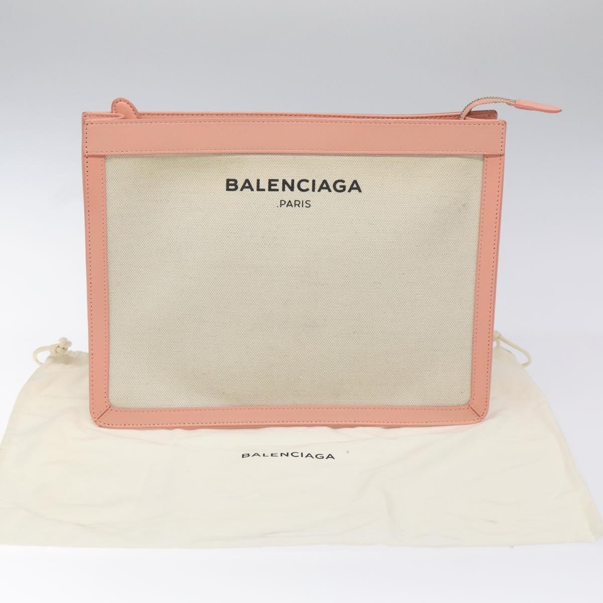 BALENCIAGA Clutch Bag Canvas Pink White 410119 Auth bs22154