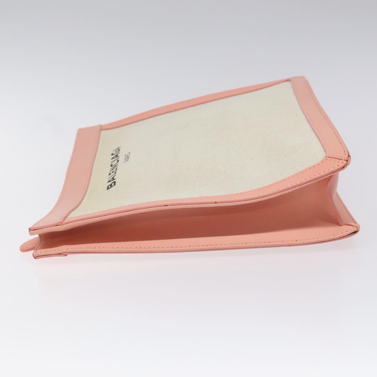 BALENCIAGA Clutch Bag Canvas Pink White 410119 Auth bs22154