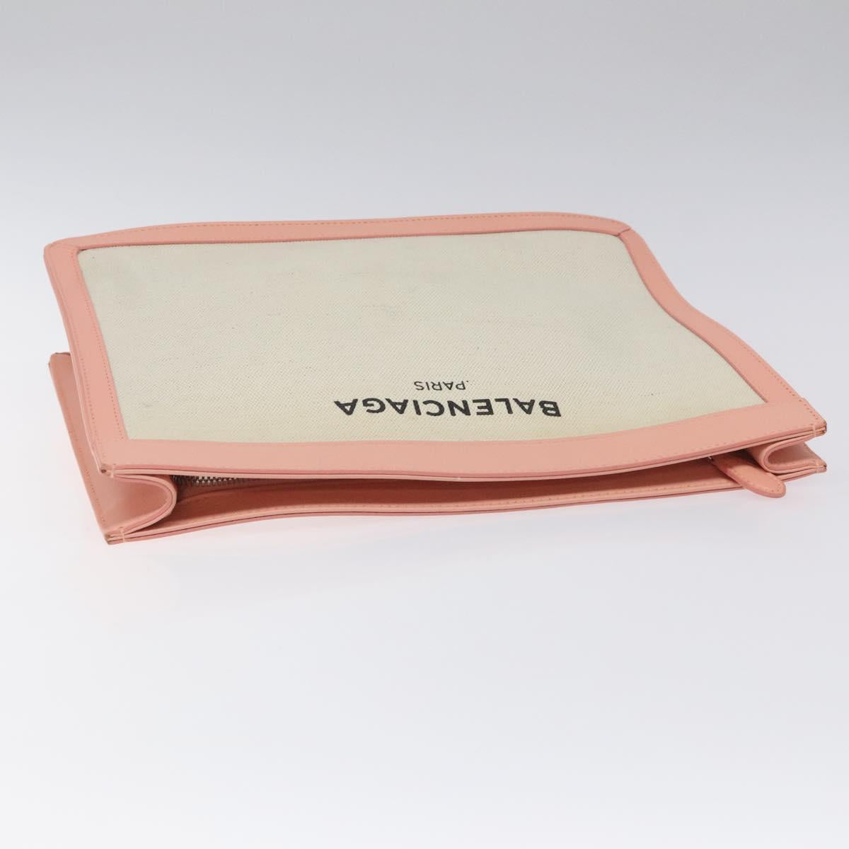 BALENCIAGA Clutch Bag Canvas Pink White 410119 Auth bs22154