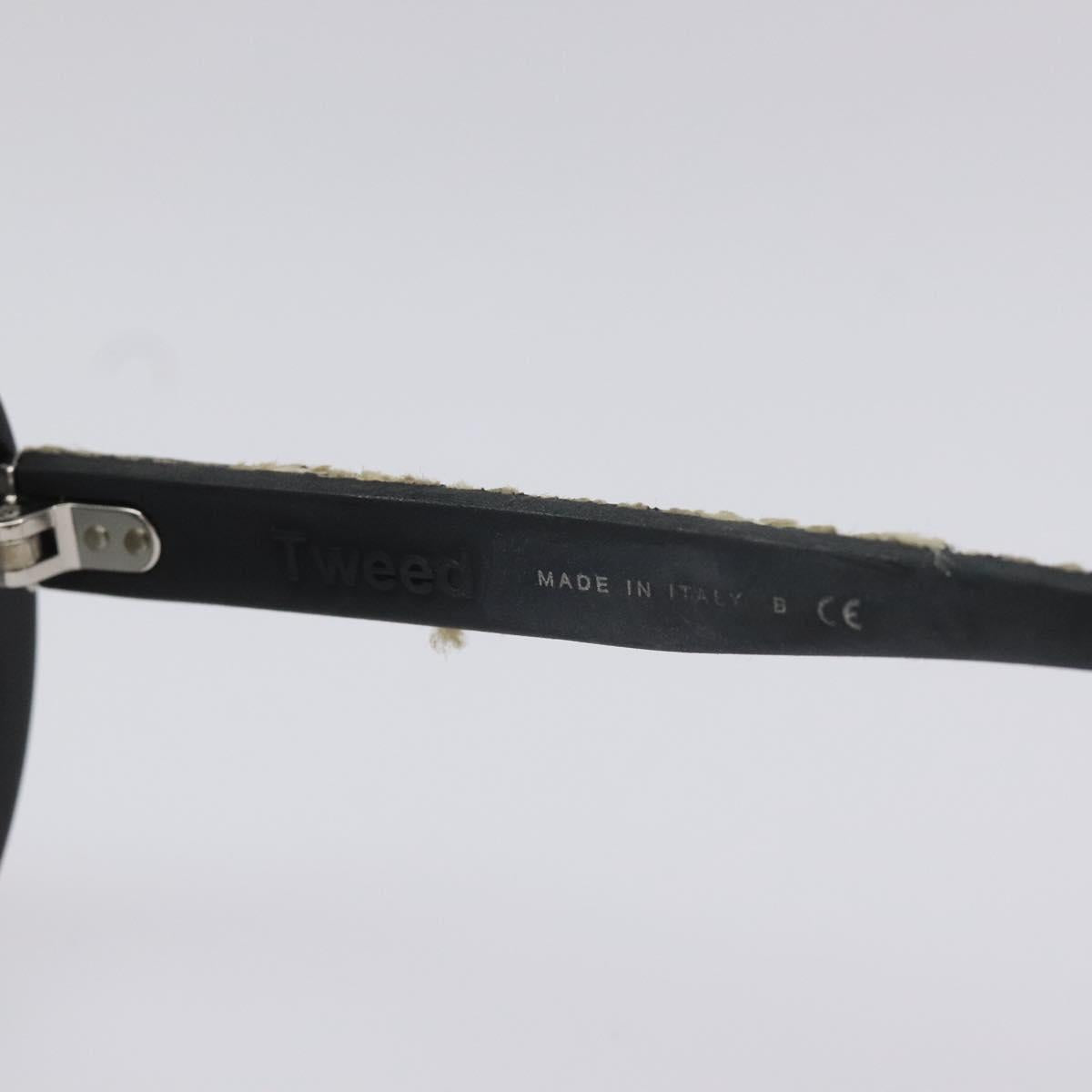 CHANEL Tweed Sunglasses Plastic Black CC Auth bs22164