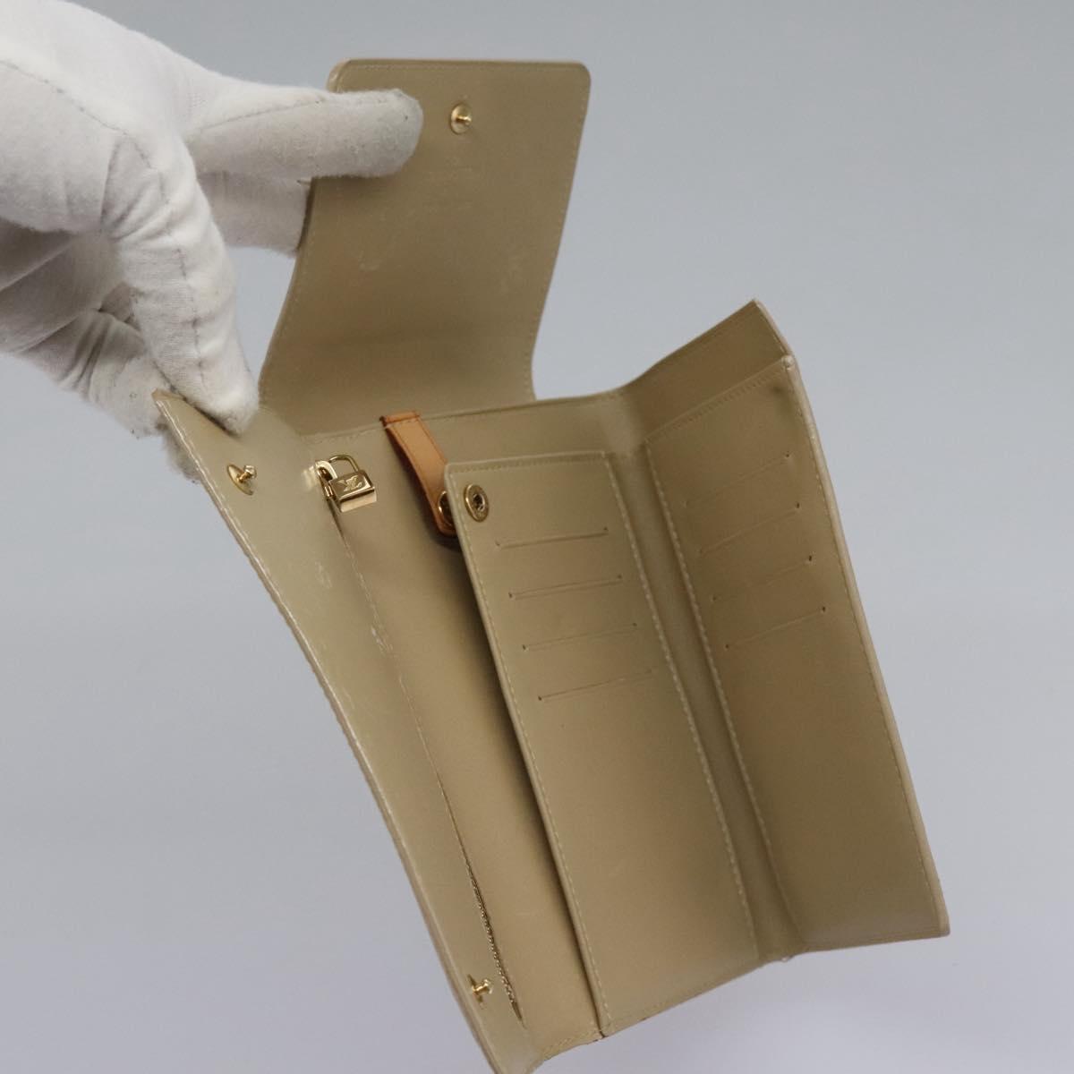 LOUIS VUITTON Monogram Vernis Walker Wallet Beige M91074 LV Auth bs22182