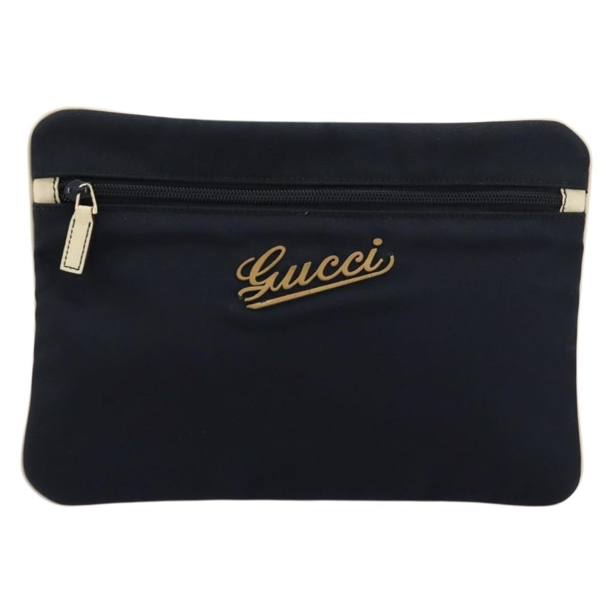 GUCCI Pouch Nylon Navy Silver Auth bs22200