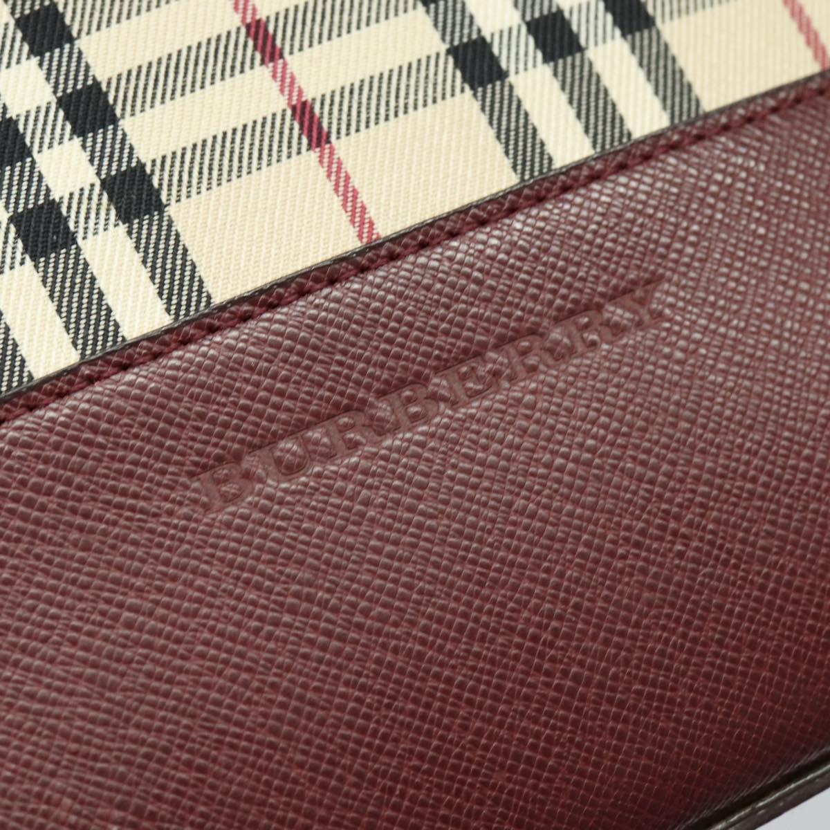 BURBERRY Nova Check Shoulder Bag Canvas Beige Red Auth bs22206