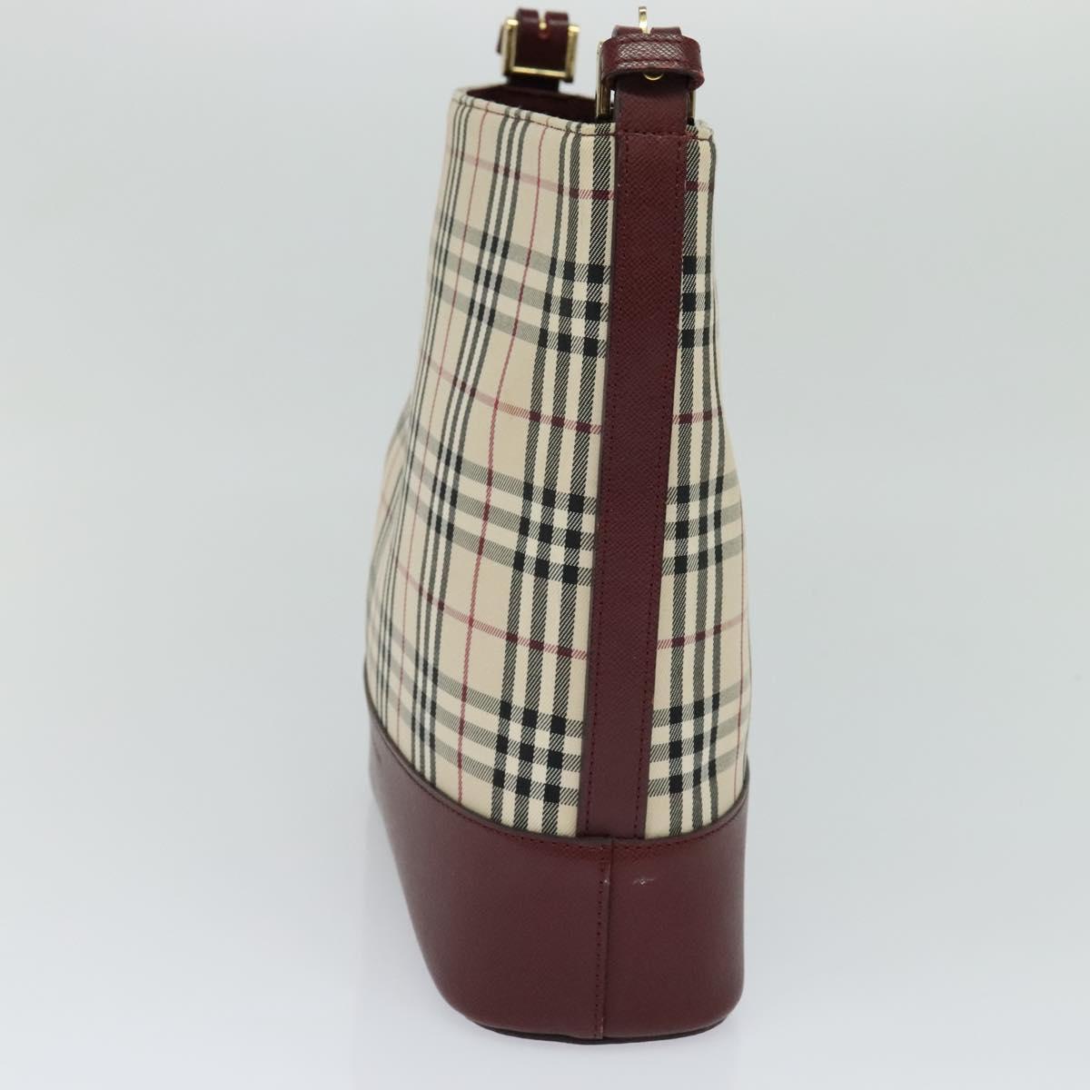 BURBERRY Nova Check Shoulder Bag Canvas Beige Red Auth bs22206
