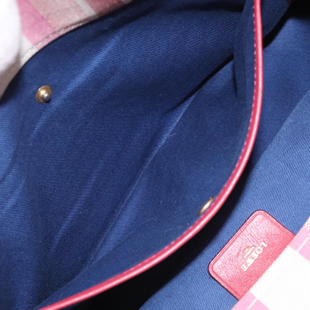 LOEWE Anagram Hand Bag Canvas Leather Pink gold Auth bs22224