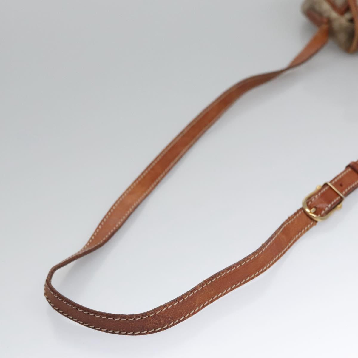 CELINE Macadam Canvas Shoulder Bag PVC Leather Beige Auth bs22230