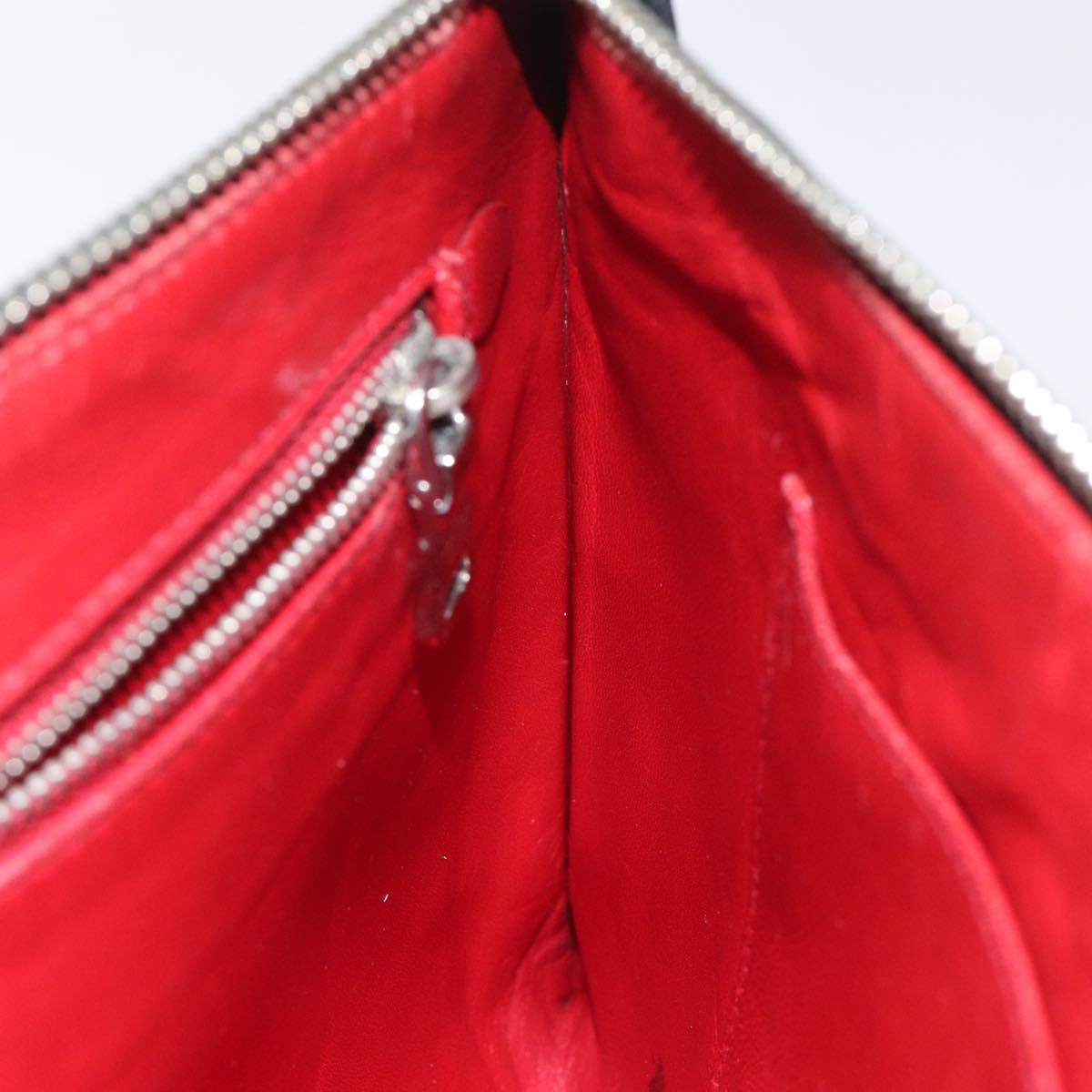 PRADA Clutch Bag Safiano Leather Black Silver Auth bs22233